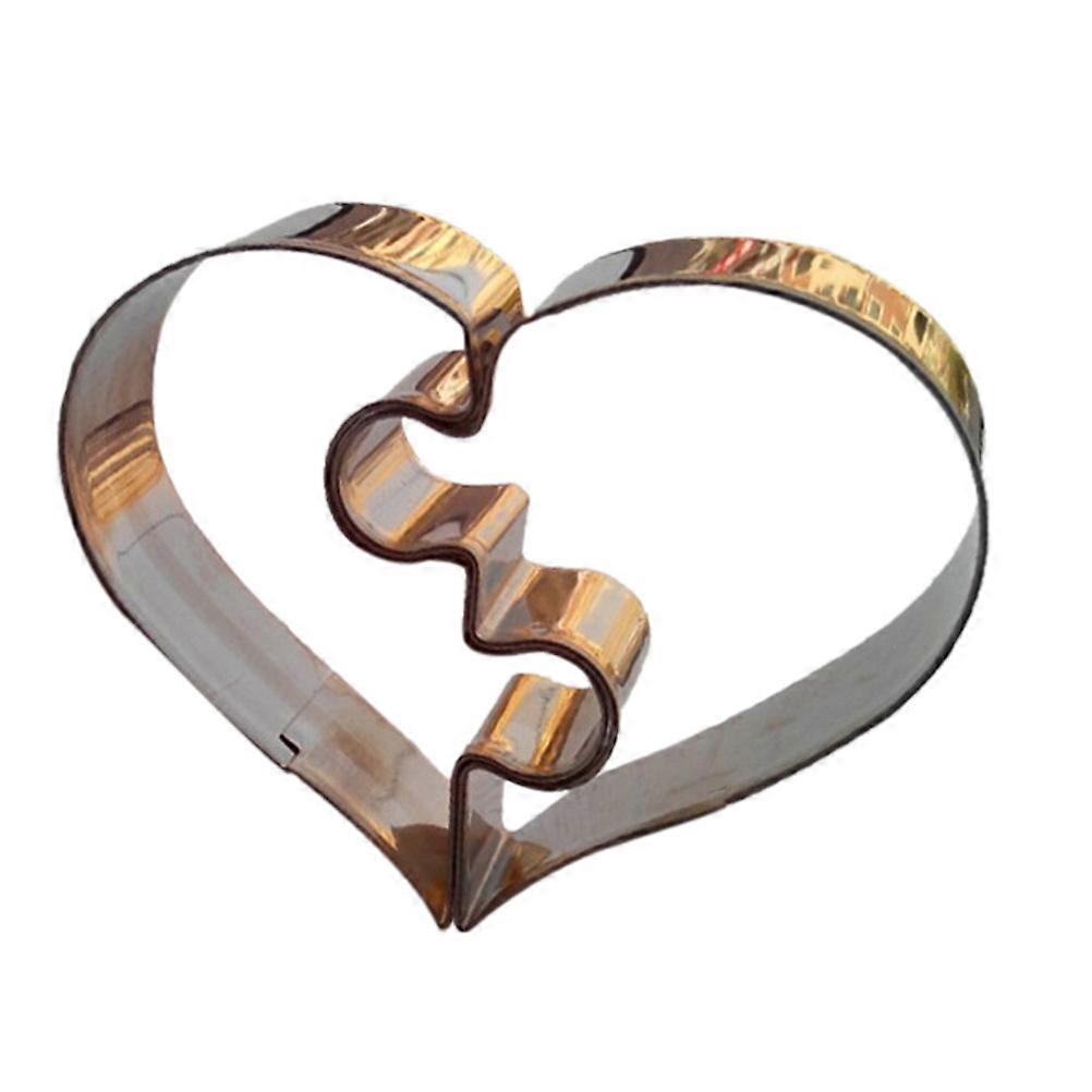 Cookie Cutters Heart Shape Puzzle 2Pcs Set for Baking Use Silver