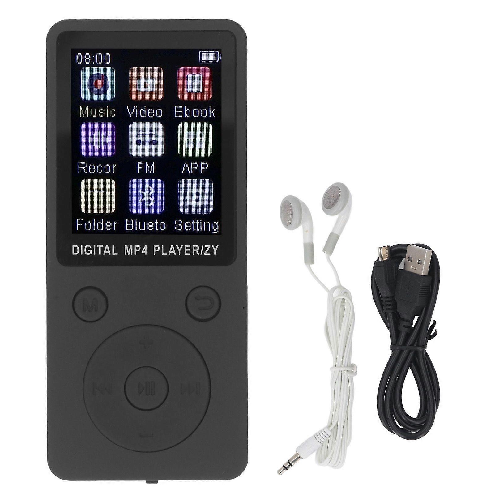 MP3 Player Super Slim 1.8in Colour Screen 32GB Memory Card Support Up To 128GB HiFi Sound Music Device Portable Music Player for Study Black