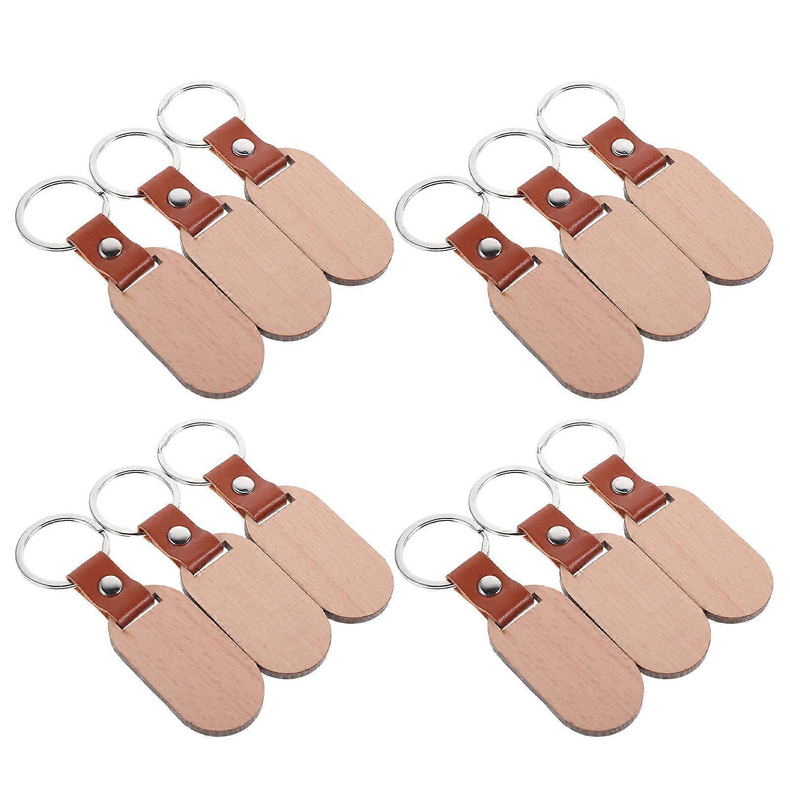 Wood Keychain Blanks for DIY Crafting 48Pcs Unfinished Wood Dog Tags