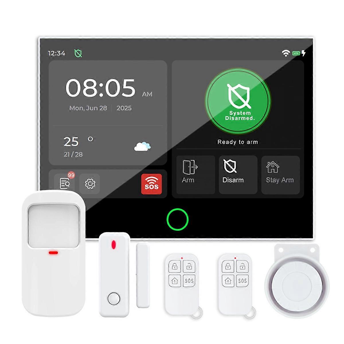 WiFi GSM 433MHz Smart Home Security System with Door Motion Sensor Wireless Alarm for Tuya App Contr