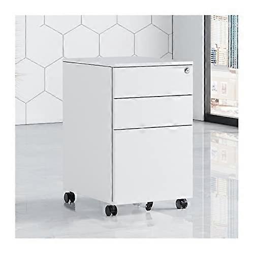 Filing Cabinet 3Drawer Steel On Wheels Lockable Mobile Storage Low Height Under Desk Design Durable Office Organization