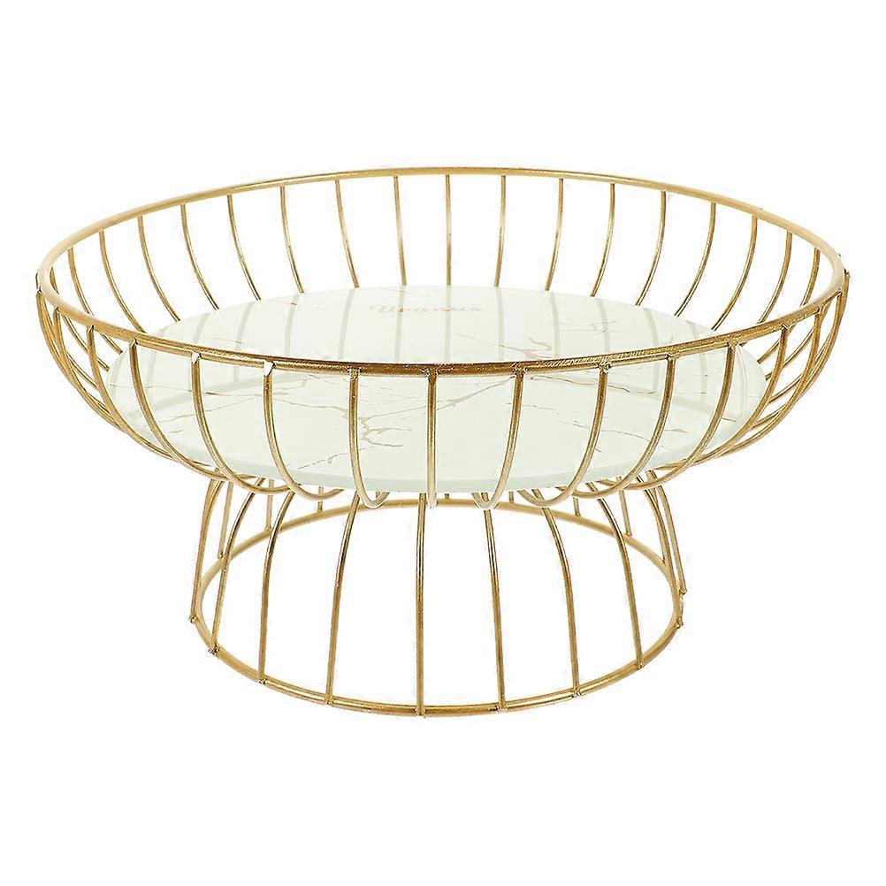White Metal Wire Fruit Basket Round Shape Perfect For Dining Table Storage 1Set
