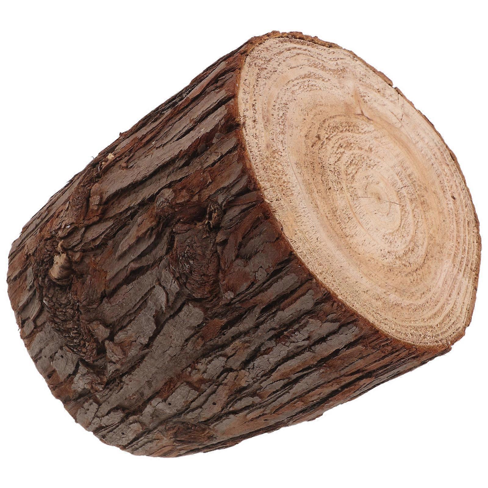 Wood Stump End Table Rustic Tree Stump Coffee Table Natural Wooden Pedestal Stand Display Base Home Decor 1Set