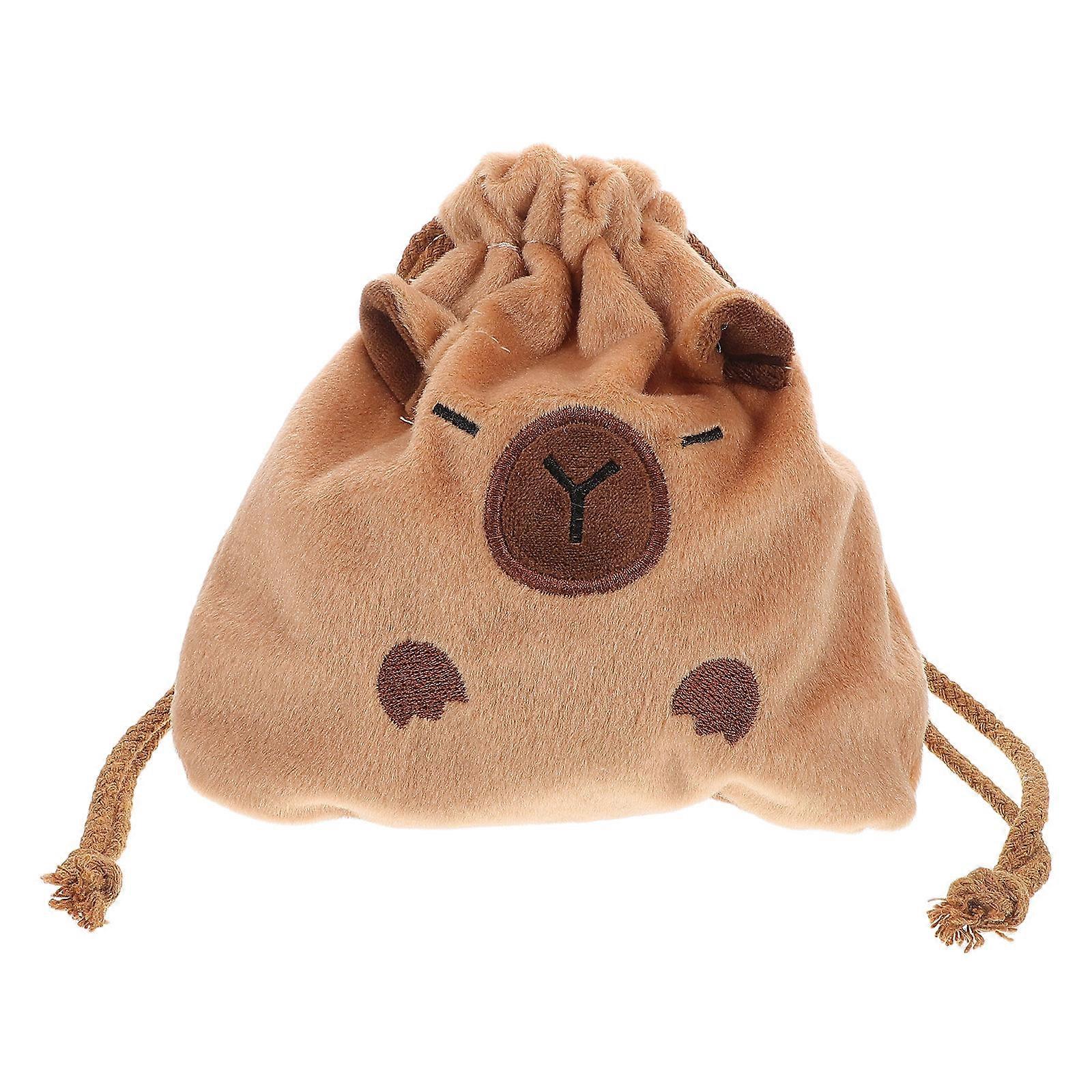 Animal Plush Drawstring Cosmetic Bag Organizer with 4Pcs for Portable Storage