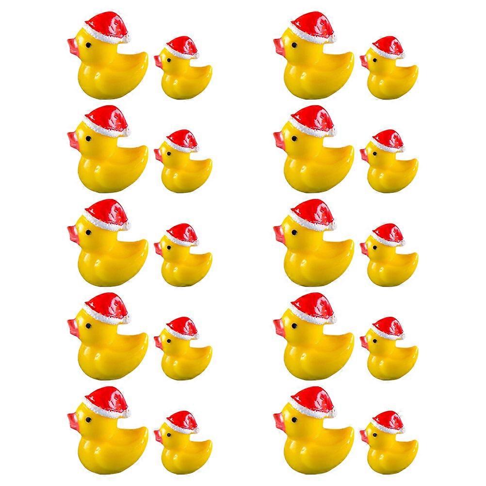 Mini Resin Duck Figurines for Christmas Decoration 40Pcs Yellow Ducks