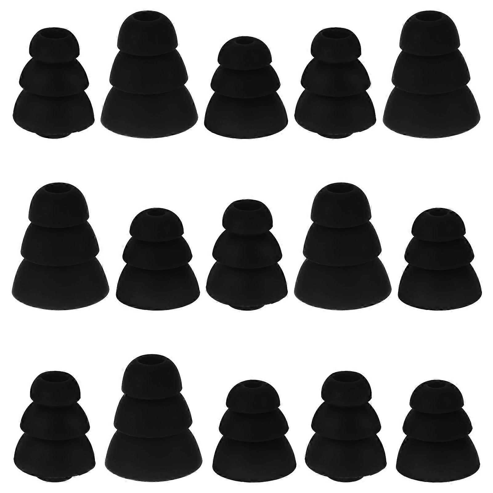 Replacement Earbud Tips Silicone for Earphone 75Pcs Black Kit