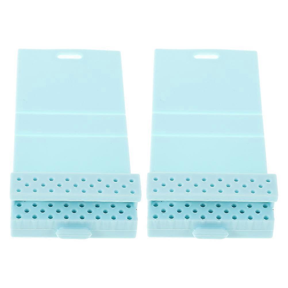 Nail Tool Organizer 2Pcs Sky-Blue Silicone Case with Compact Workspace for Home Use