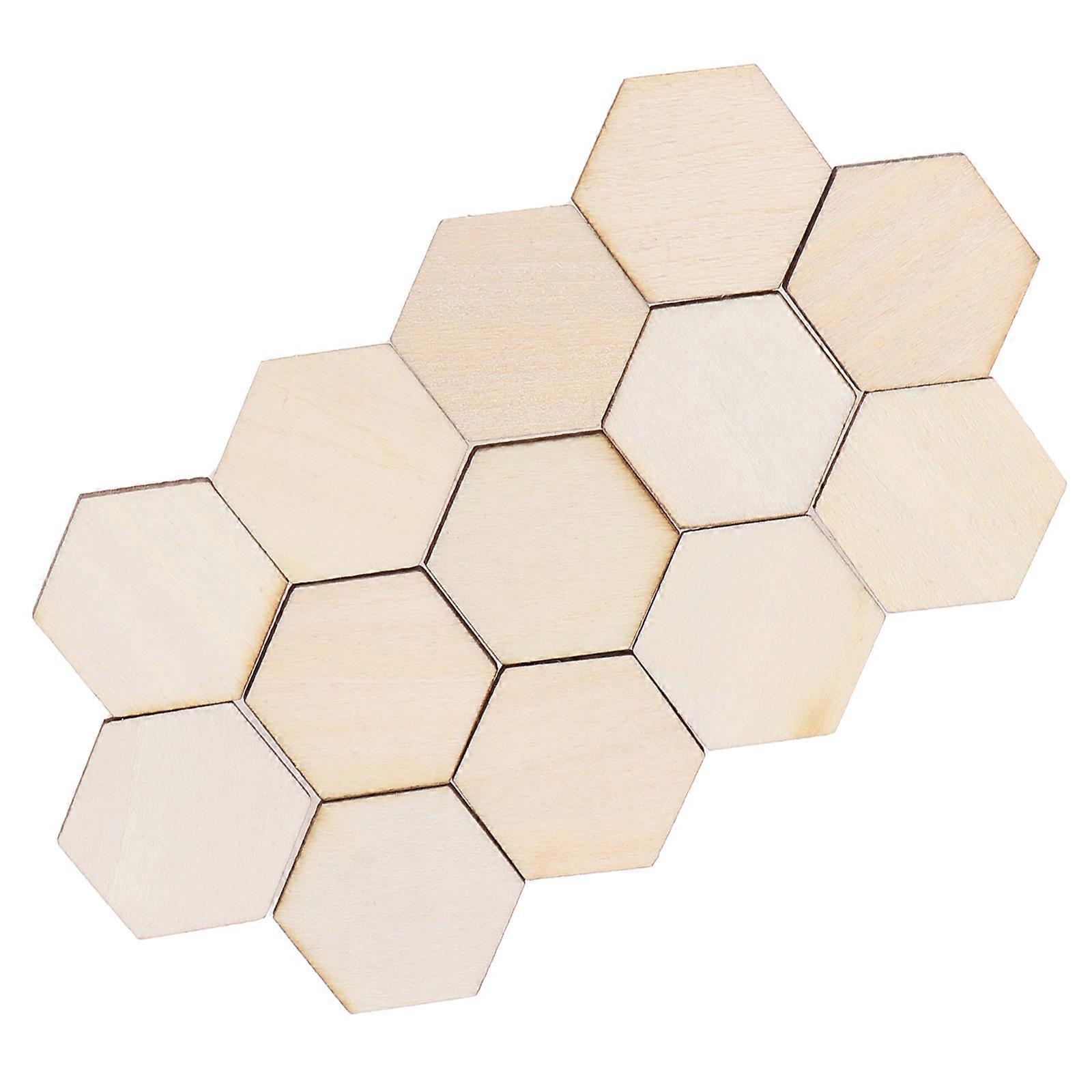 Beech Wooden Hexagonal Pieces Ornaments for Decoration 200Pcs Pack