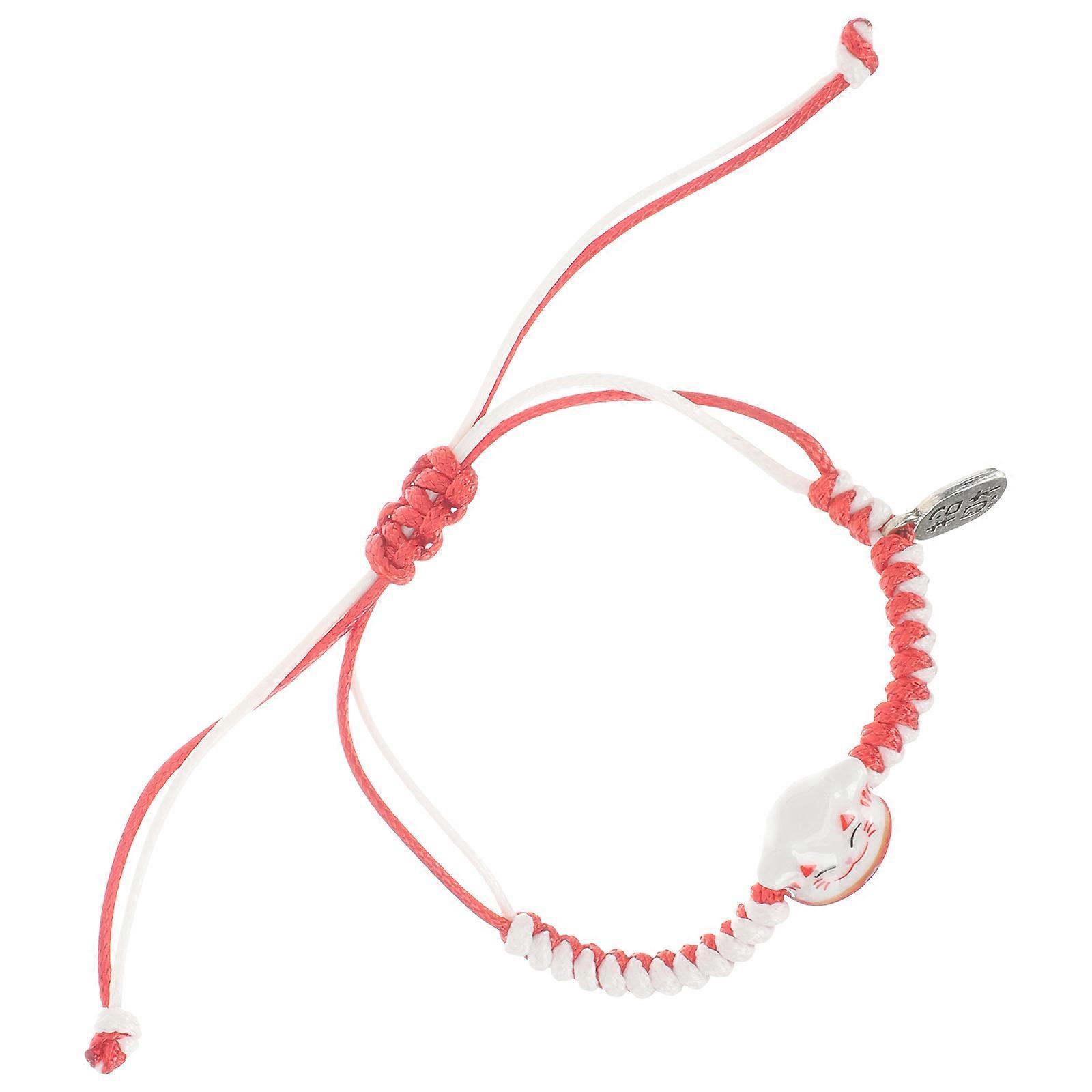 Womens Japanese Cat Bracelet Ceramic Cute String Bracelet 5Pcs Set