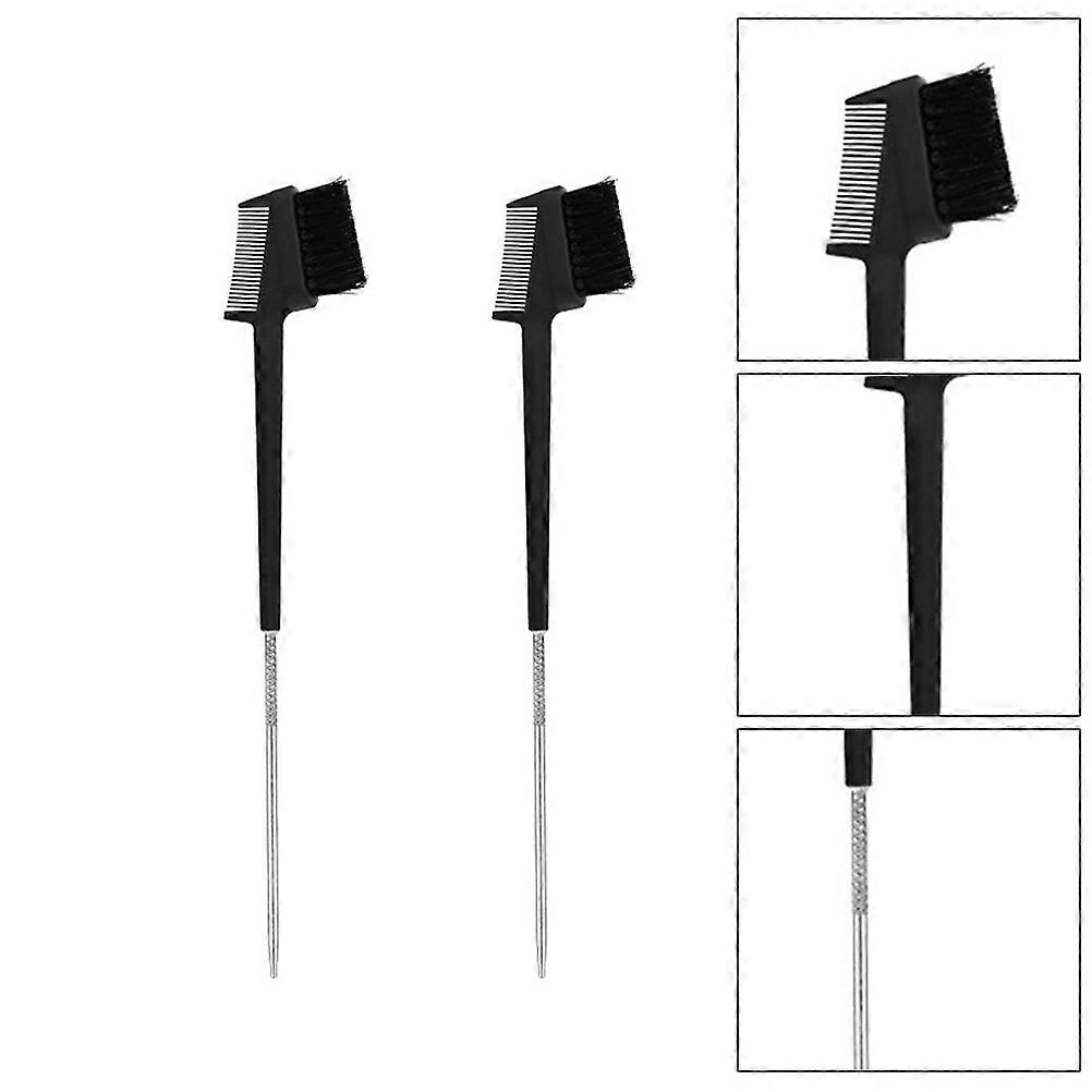 High-End Eyebrow Brush Eyelash Grooming Brush 2Pcs Suitable For Home Use Black