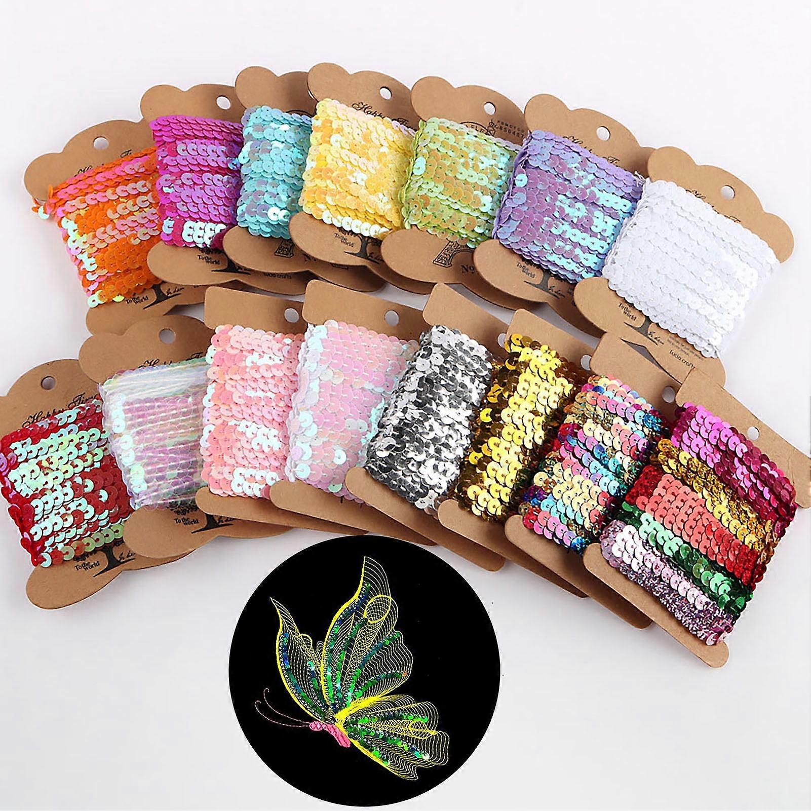 Dream Lifestyle 15 Styles Spangle, DIY Flat Sequins Trim Spool String, Compatible with Mermaid Crafts, 10 Yards