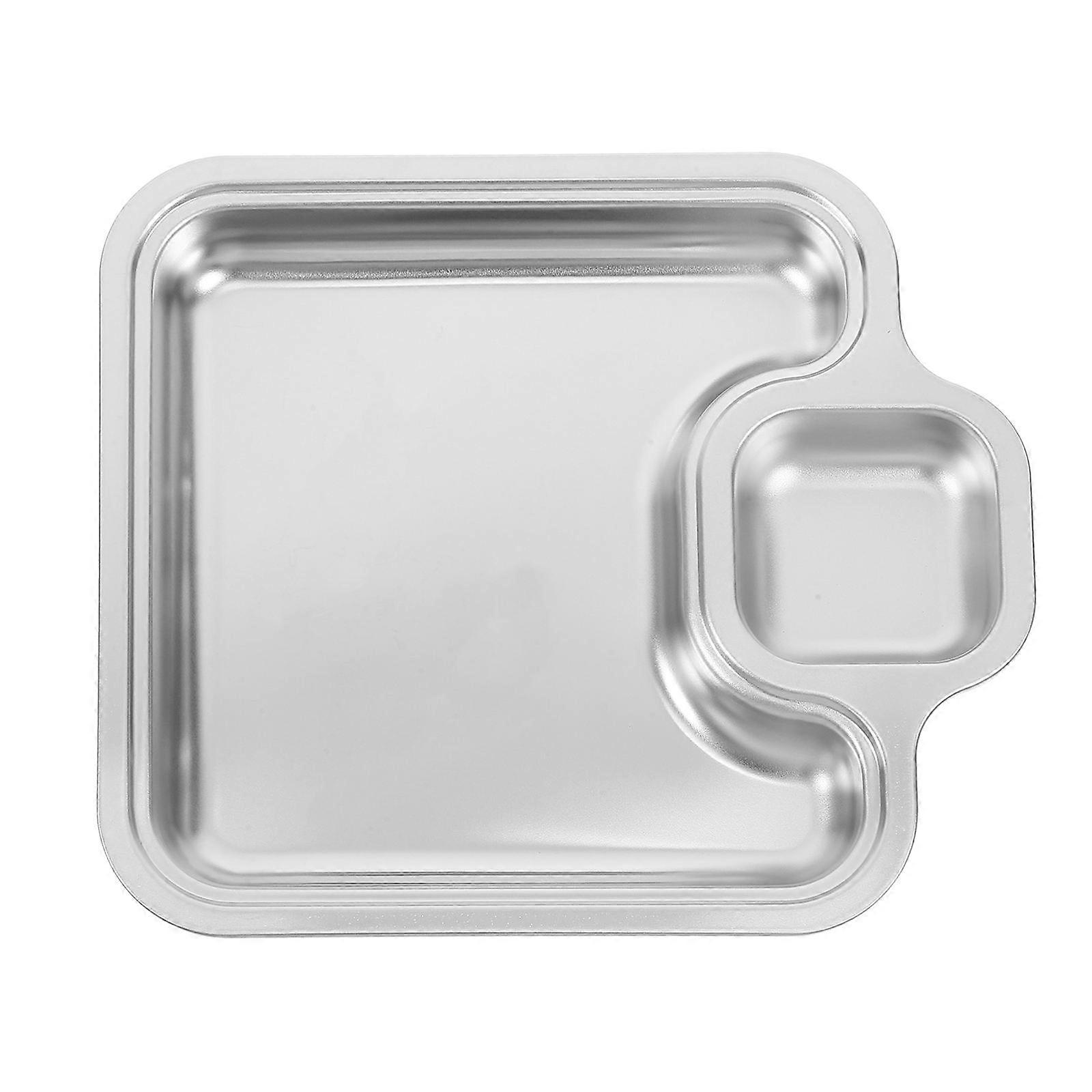Silver Dumpling Plate with Dipping Section for Serving 1 Piece