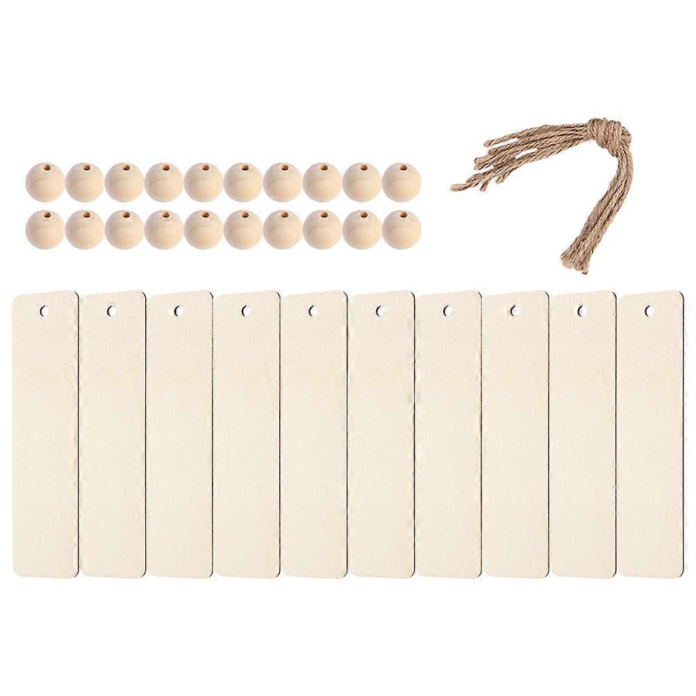 1 Set Wooden Blank Bookmarks Beads Rope Kit For Birthday And Graduation Occasions Size 12X3.2X0.2CM DIY Tags