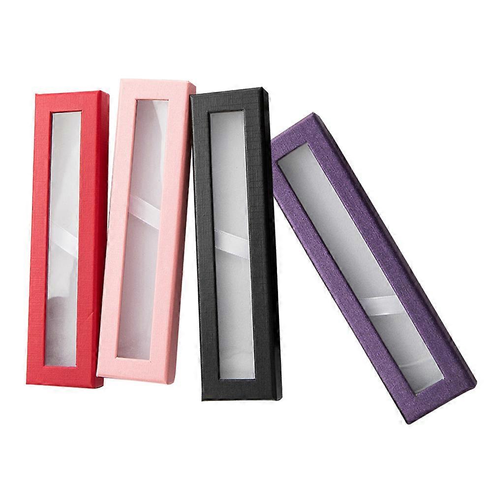 Gift Pen Box with Window Paper Pen Box for Storage 4Pcs Assorted Colors