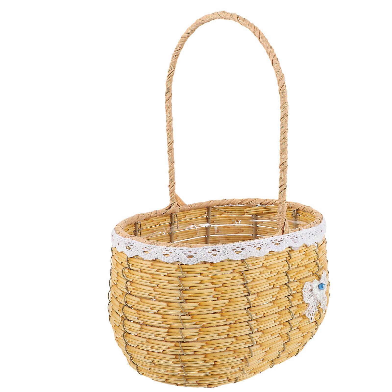 Decorative Woven Storage Basket With Handle For General Consumers Home 11.6X7.9 In Simple Design 2Pcs