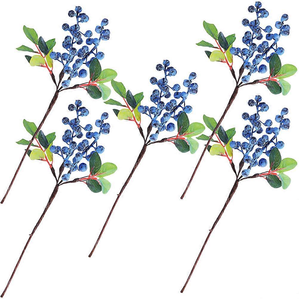 Blue Holly Berries Branches Artificial Berry Stems for Wedding Decor 10Pcs