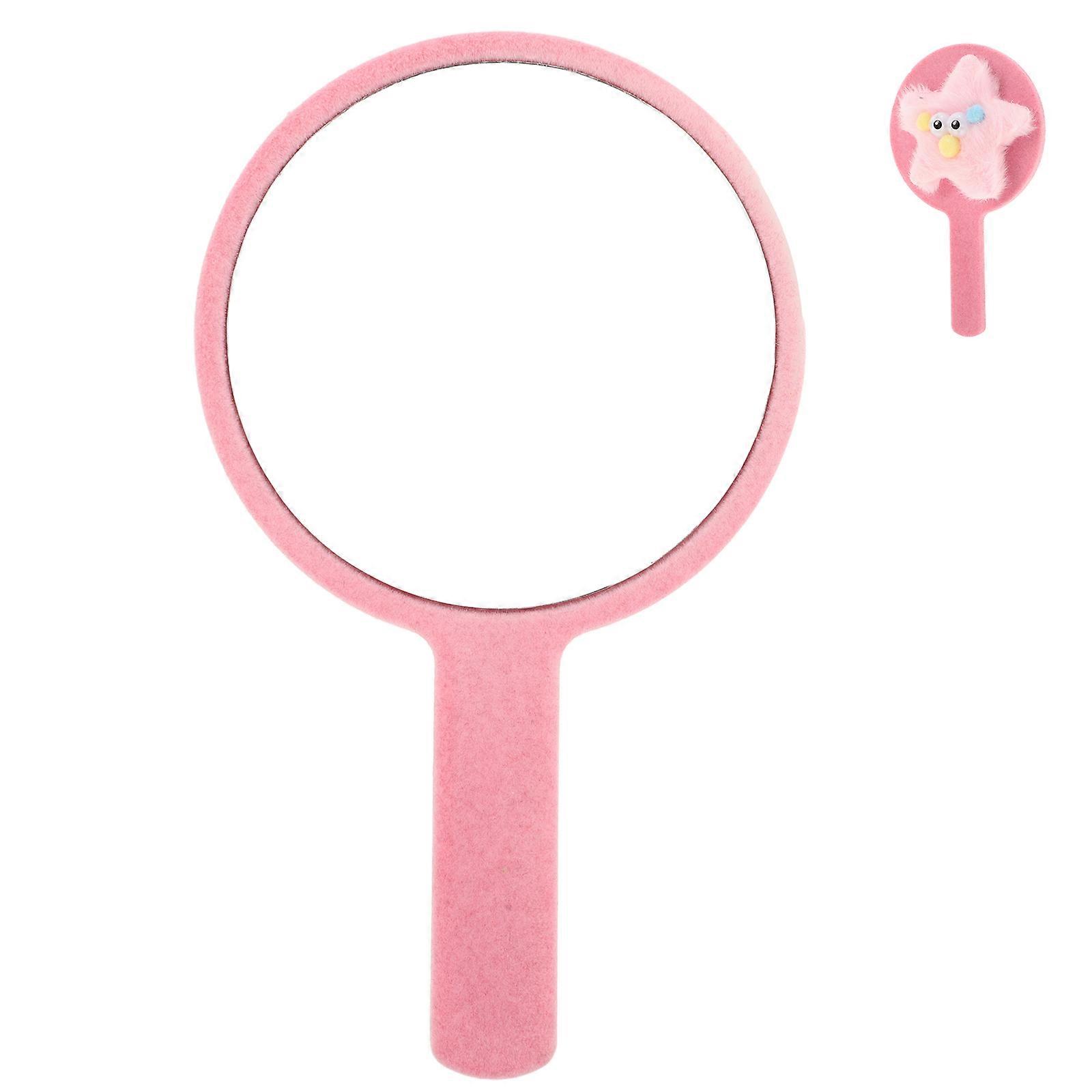 Handheld Mirror Cute Design Shape For Daily Use Home Decoration Made Of Pink Material 1Set