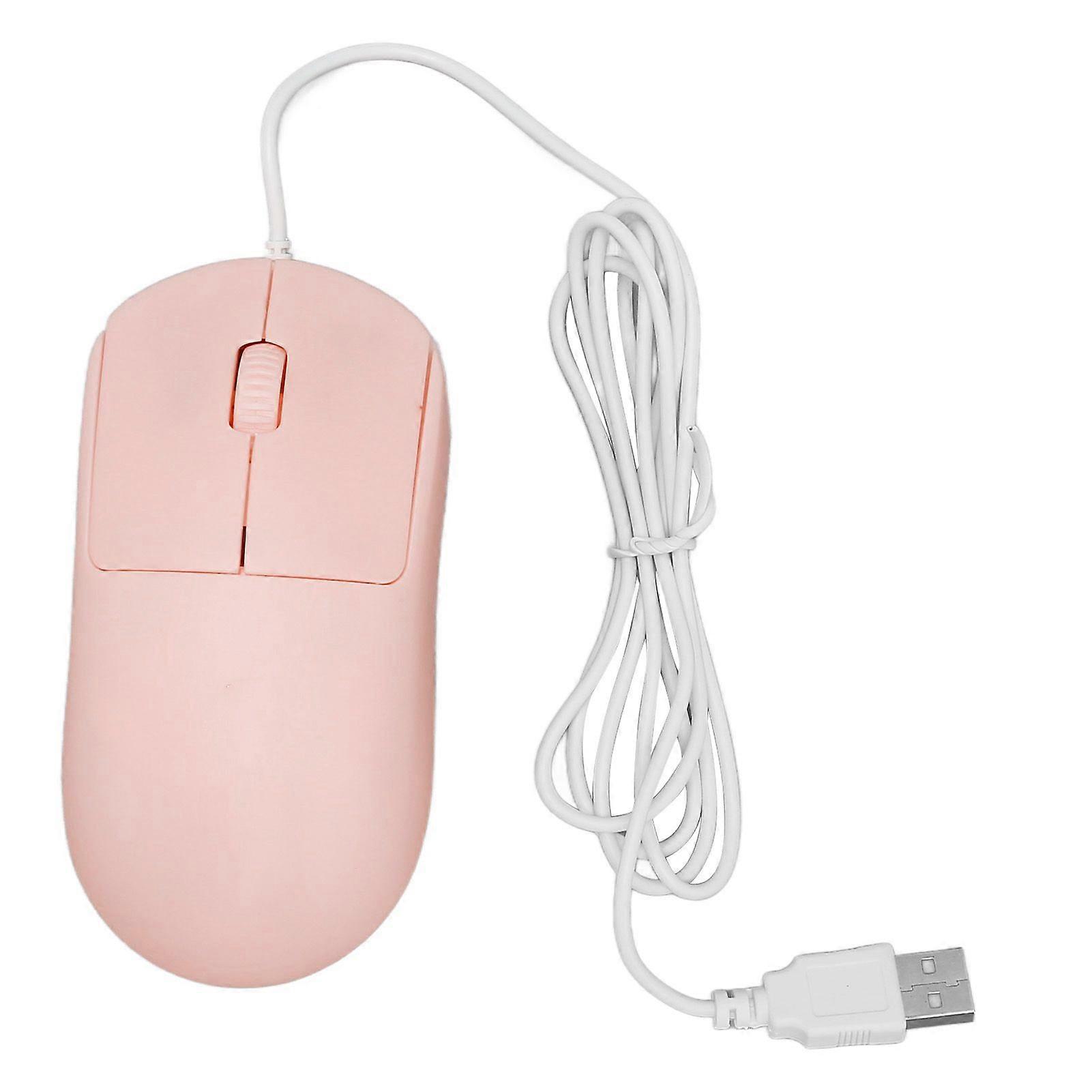 Wired Mouse Optical 1200DPI USB Port Ergonomic Design Plug and Play Computer Mouse for Laptops Desktop PC Pink