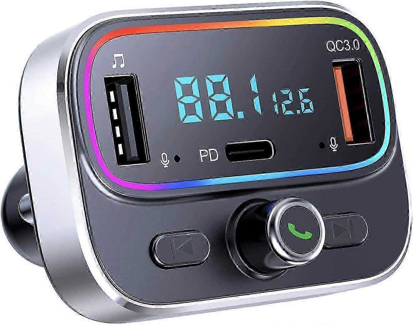 2025 Latest Model Bluetooth FM Transmitter for Car, MP3 Player Kit Transmitter Adapter Car Charger, PD+USB Q