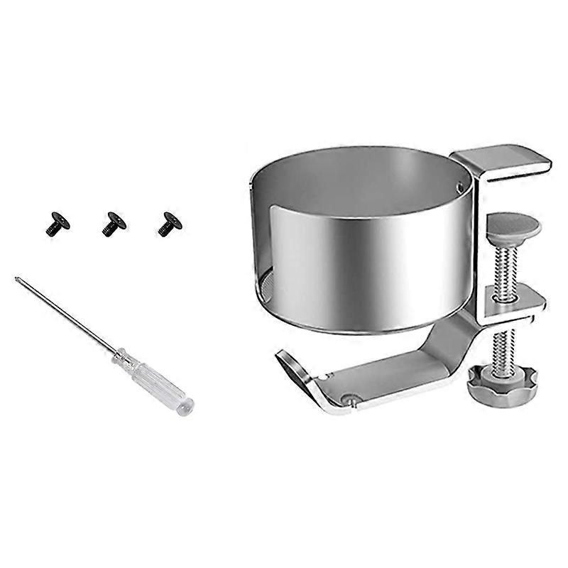 2 in 1 Desk Cup Holder with Headphone Hanger -Silver