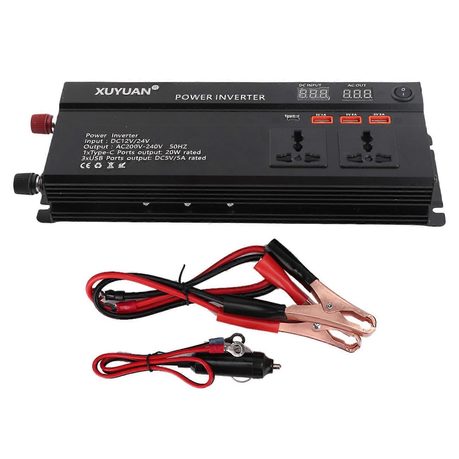 5000W 12V to 220V LCD Display Car Power Inverter Converter USB Charger Adapter