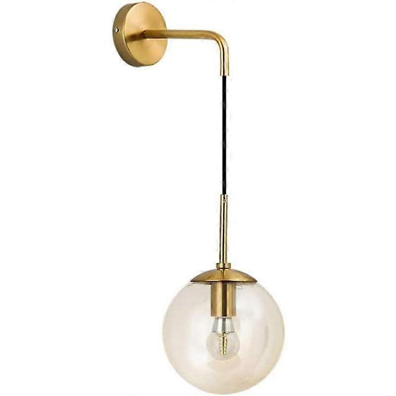 לוקורה מנורת קיר מודרנית תעשייתית מנורת קיר רכוב פמוט תליון עגול מתכוונן מזכוכית גוף תאורה מנורת קריאה (צבע: ענבר)