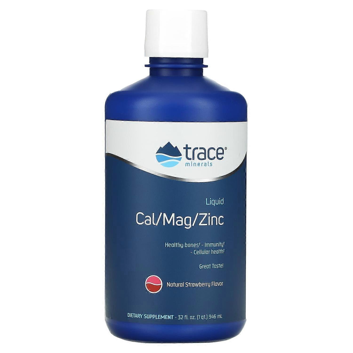 Trace Minerals ÃÂÃÂ¬ÃÂÃÂ, Liquid Cal/Mag/Zinc, Natural Strawberry , 32 fl oz (946 ml)