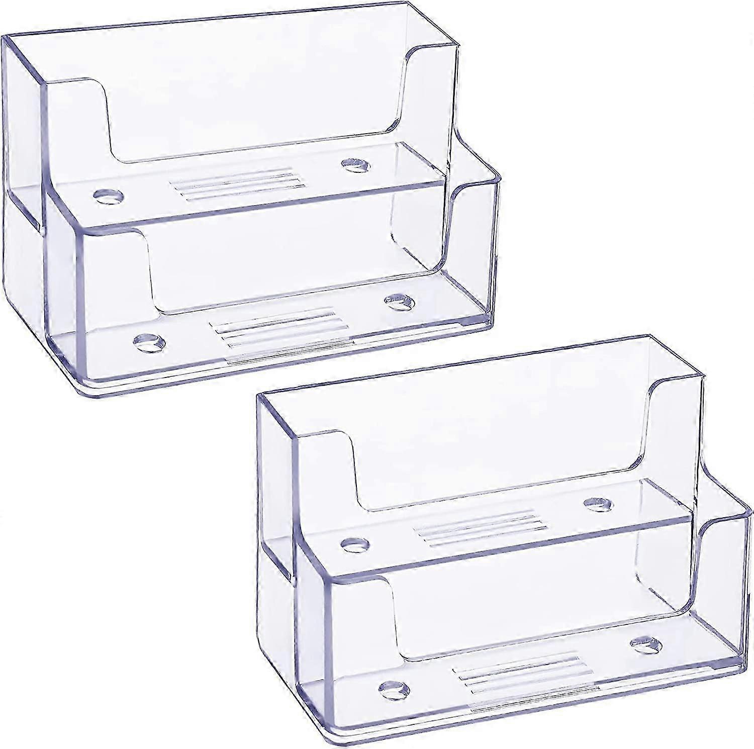 2-Pack klarer Visitenkartenhalter 2-stufiger Plastikkartenständer-Organizer-Kartenhalter-Display