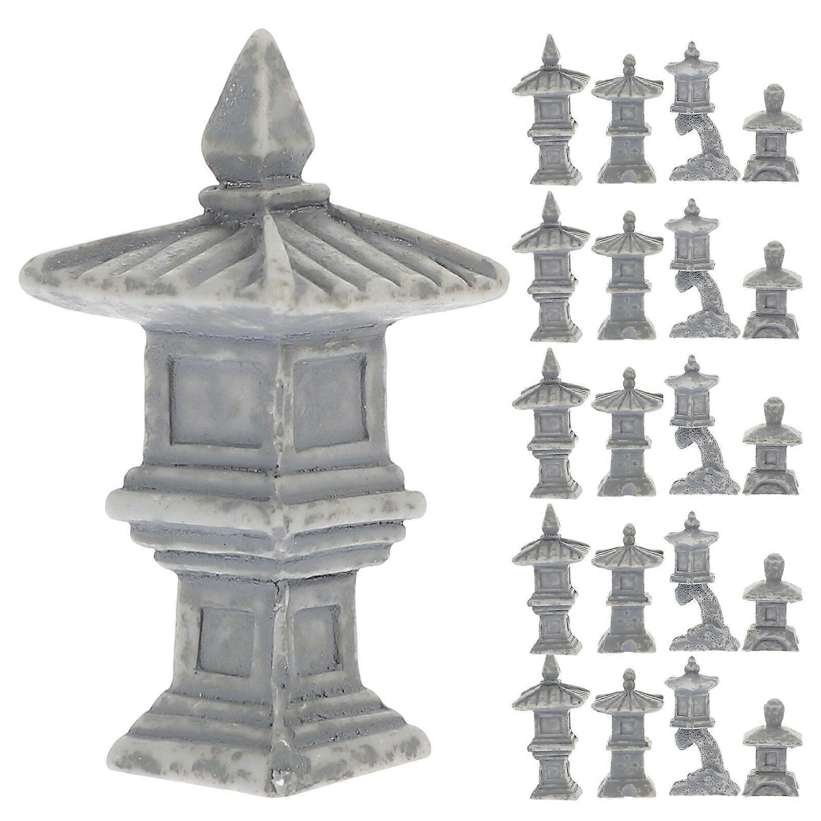 Garden Decoration Pavilion Statue Made of Resin 2Pcs Assorted Color Mini