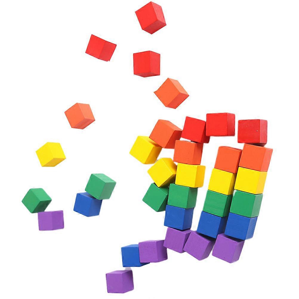 Wood Square Block 100Pcs Assorted Color Small Block No for Crafts DIY