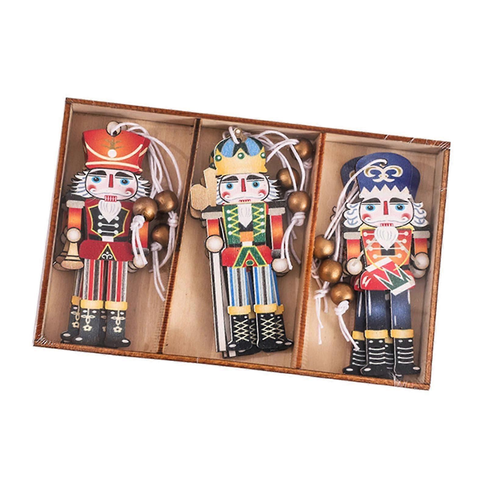 Mornei 9Pcs Wooden Nutcracker Nutcracker Christmas Ornaments Small Party Favors D