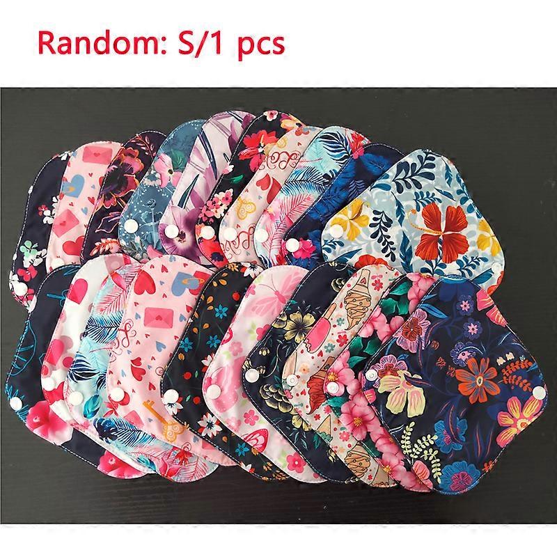 1 pcs Reusable Menstrual Pads for Women, Heavy Flow, Bamboo Charcoal Washable Sanitary Napkins, Printed Night Use, Breathable