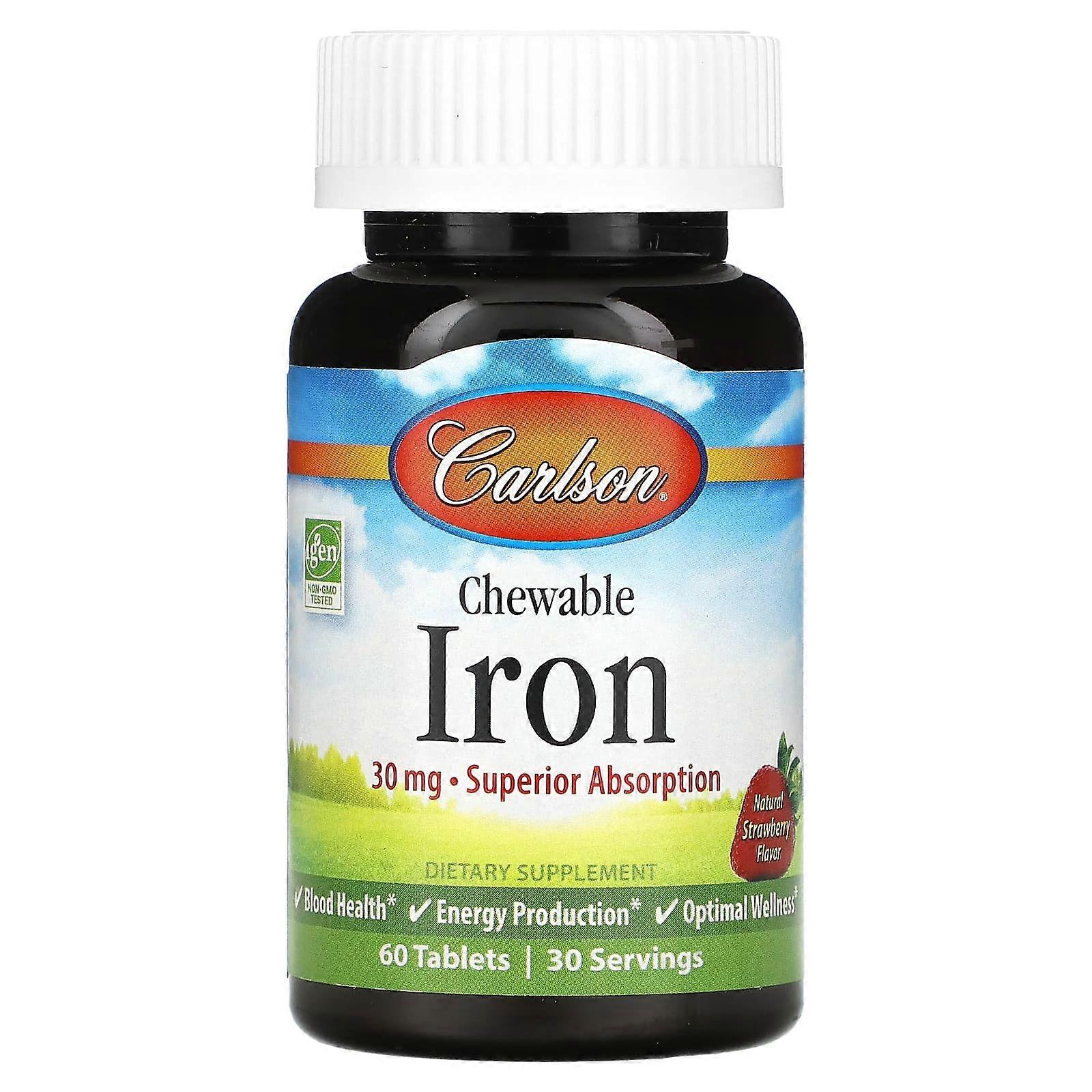 Chewable Iron, Strawberry, 30 mg, 60 Tablets