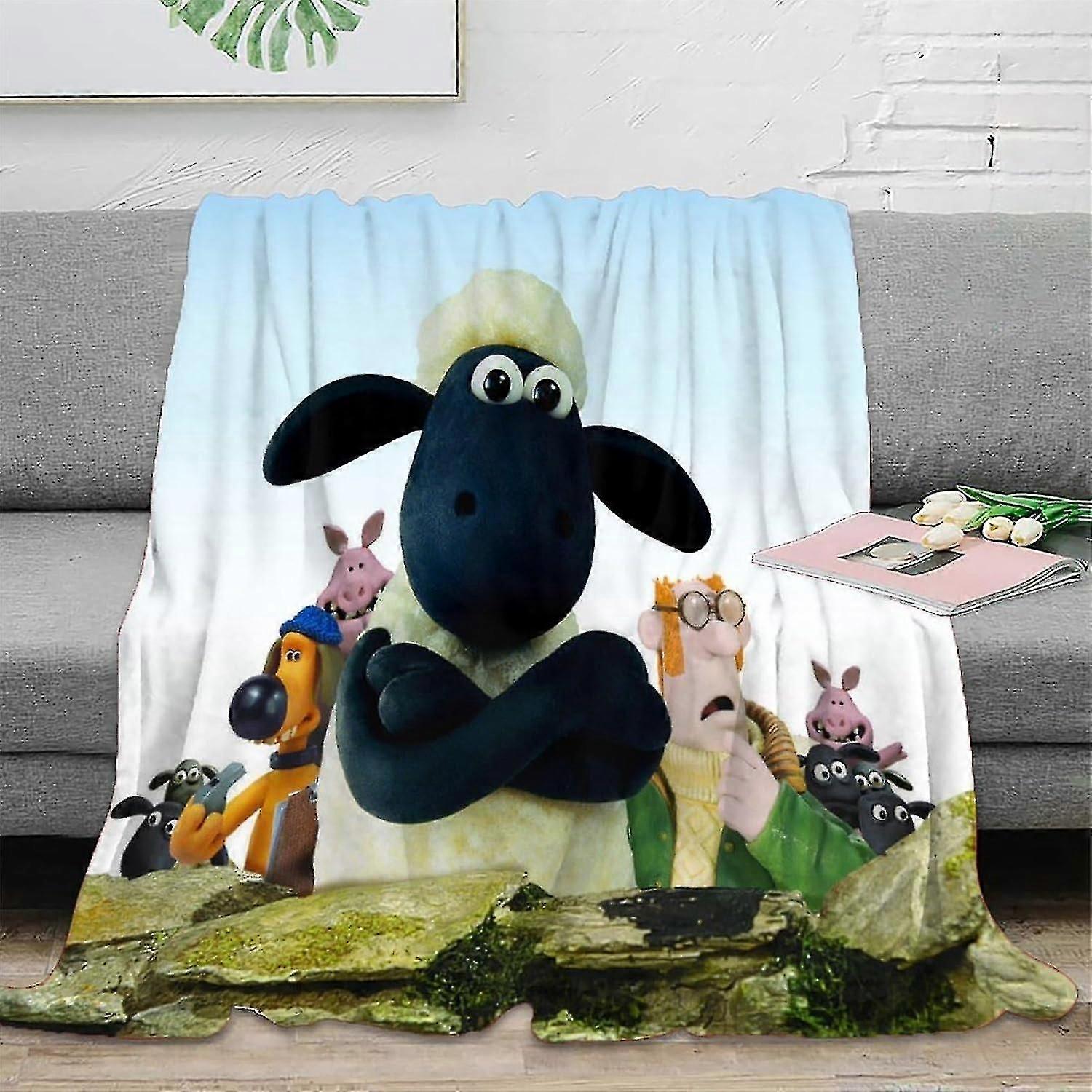 Blanket 3d Print Shaun The Sheep Style Flannel Fleece Blanket Bed Throws Blankets For Sofas Soft Fluffy Thick Travel Blanket Reversible Microfiber Thr