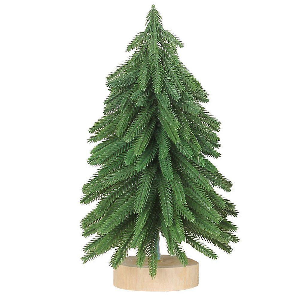 Desktop Mini Christmas Tree with Wooden Base Artificial Xmas Tree Scene Layout Prop