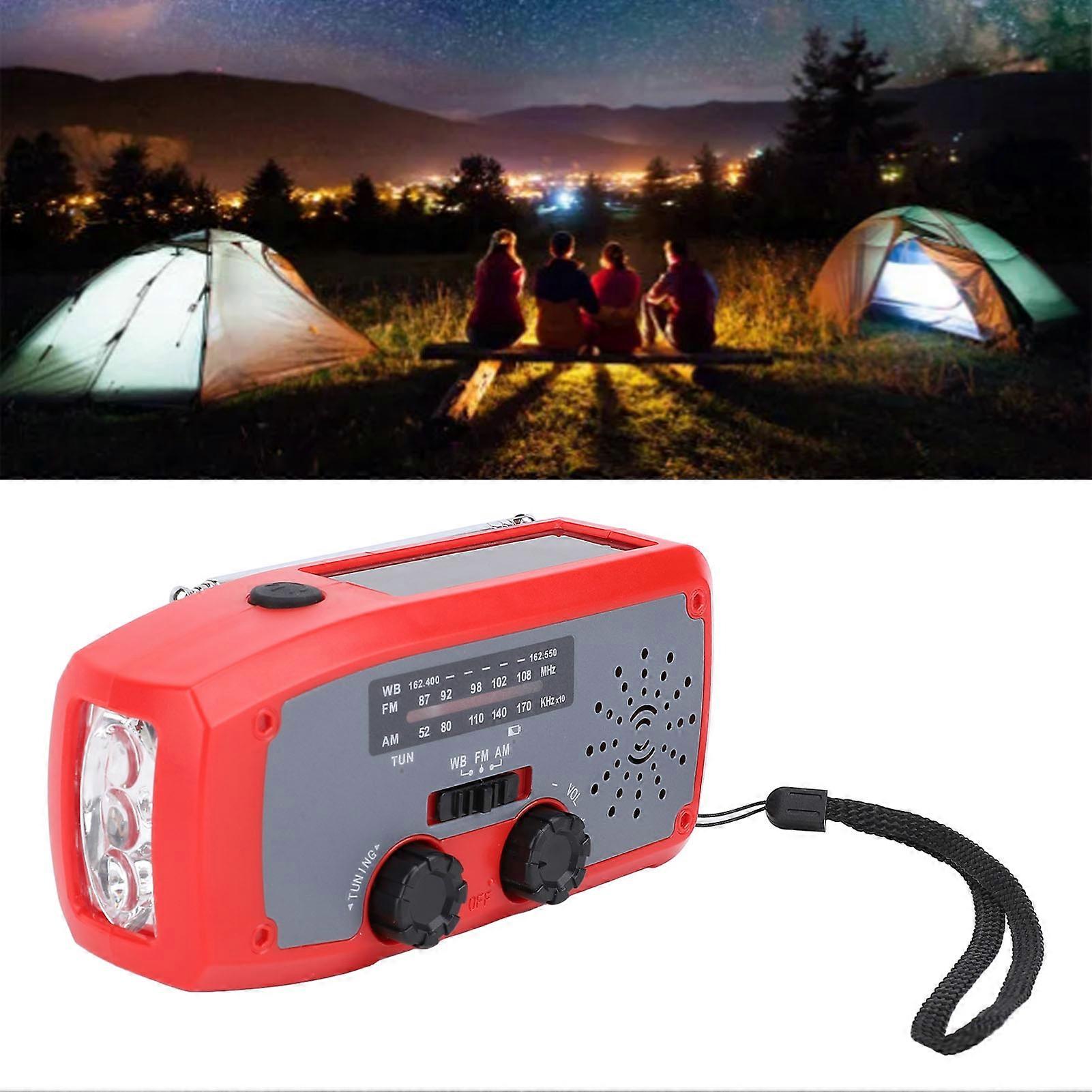 Emergency Hand Crank Radio with LED Flashlight AM FM NOAA Portable Weather Radio with 2000mAh Battery USB Charged Solar Power for Camping Red 
