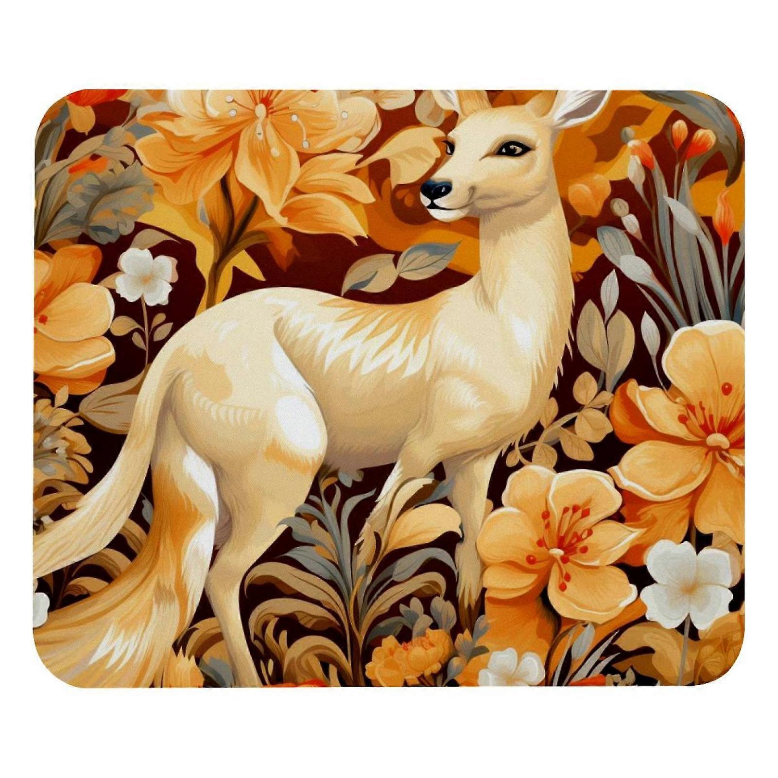 Premium Mouse Pad - Kangaroo Flowers Yellow - Compatible with all mice - Comfortable surface for control & accuracy - Desk pad for office, home