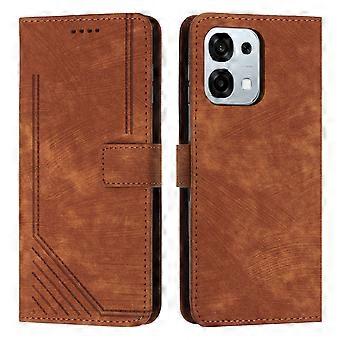 Yhteensopiva Oppo A6 Pro 4G / Oppo A6 Pro 5G / Oppo F31 5G -puhelimien kanssa, jalustalla, painatetuilla viivoilla, nahkainen puhelimen suojakuori