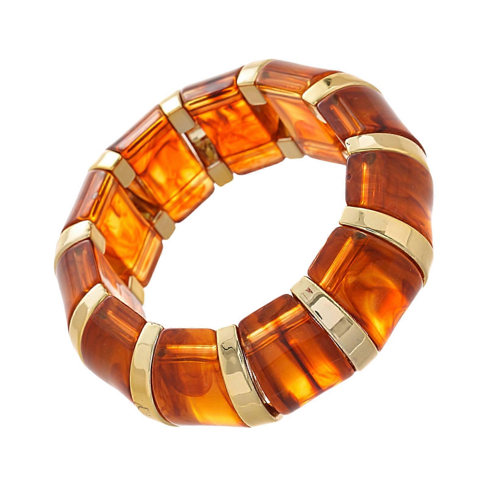 Retro Gradient Acrylic Elastic Bangle Adjustable Stretch Bracelet Stackable Jewelry Accessories For Everyday Wear Multicolor