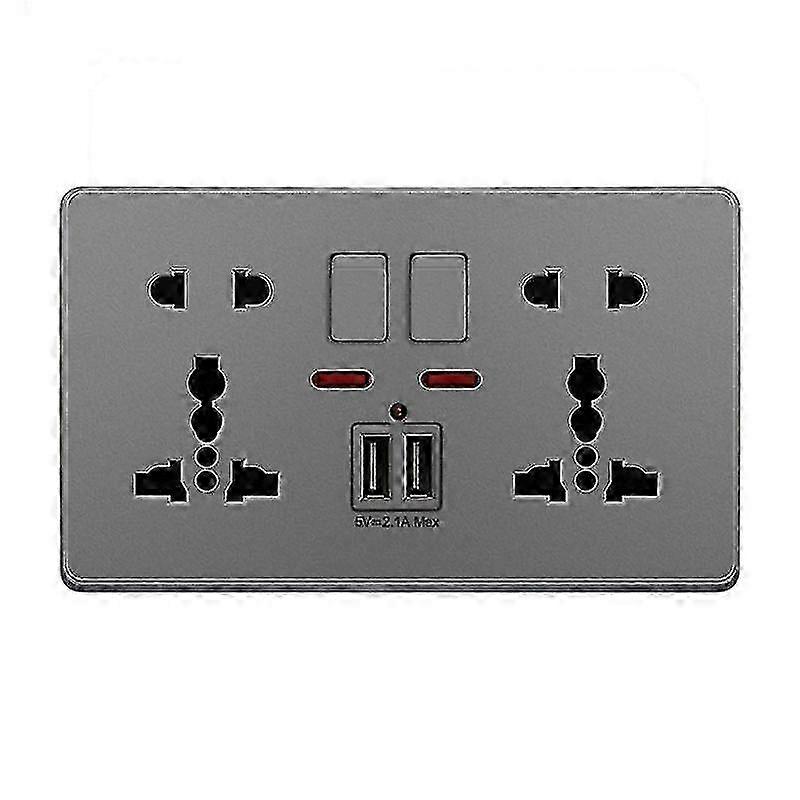 Push button wall socket compatible with home, 13A with dual USB charging ports