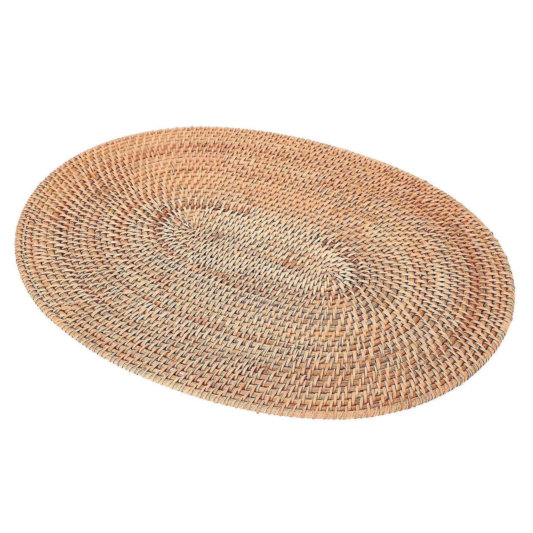Rattan Woven Placemats Oval Round Table Mats Non Slip Heat Resistant Place Mat Natural Multipurpose Placemat 30*40cm