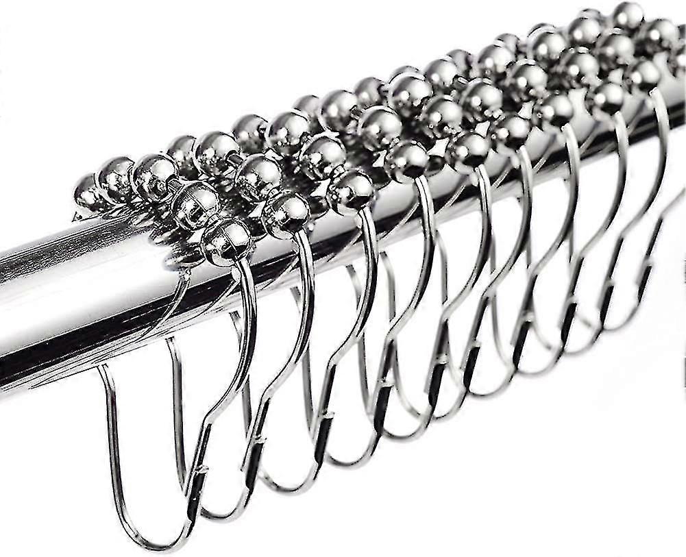 Set Of 12 Stainless Steel Shower Rings With Slip System, 12 Single Hooks 69 X 39