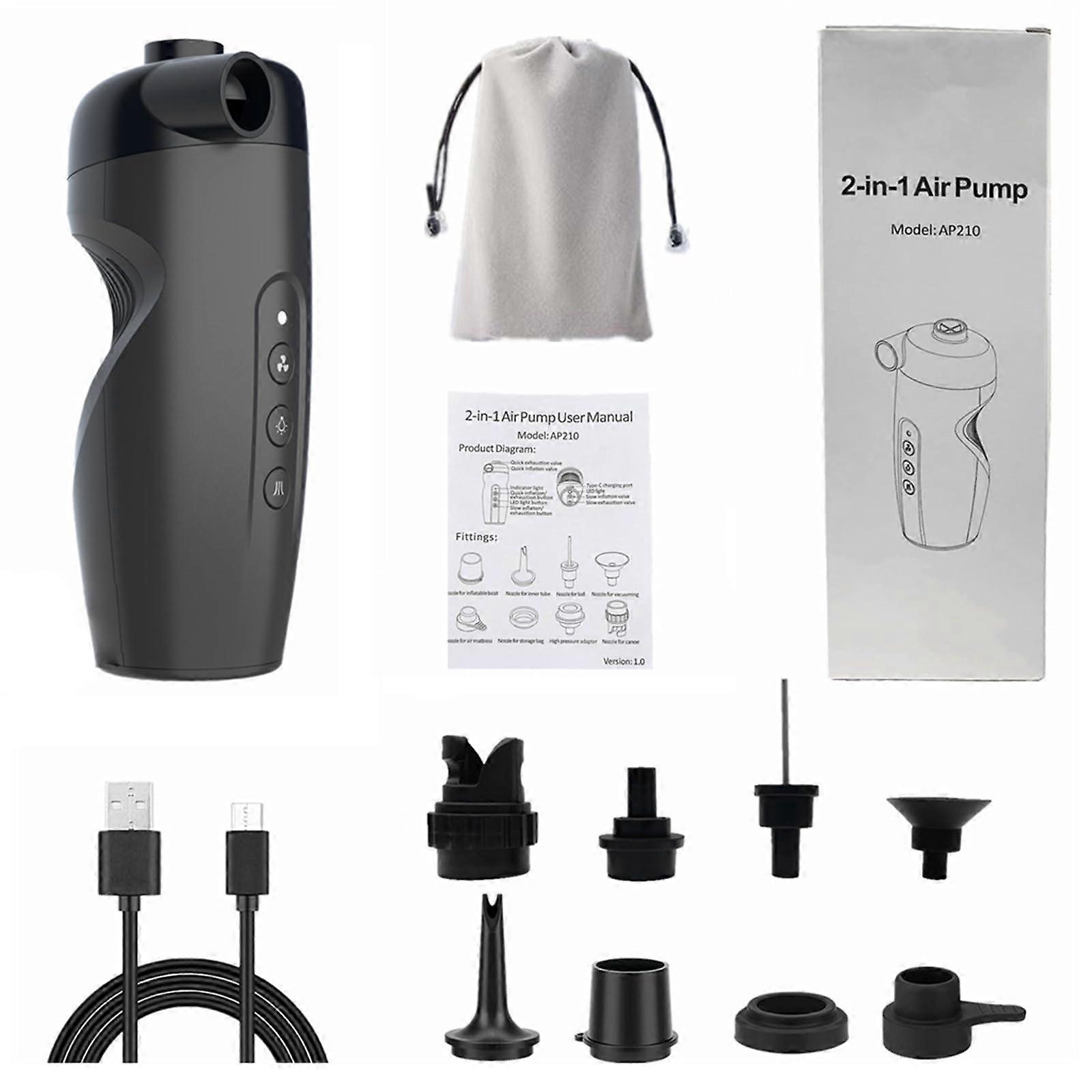 Portable Electric Inflator With Auto Stop Digital Display Rechargeable 6 Nozzles For Tires Inflatables Twoinon Airpump