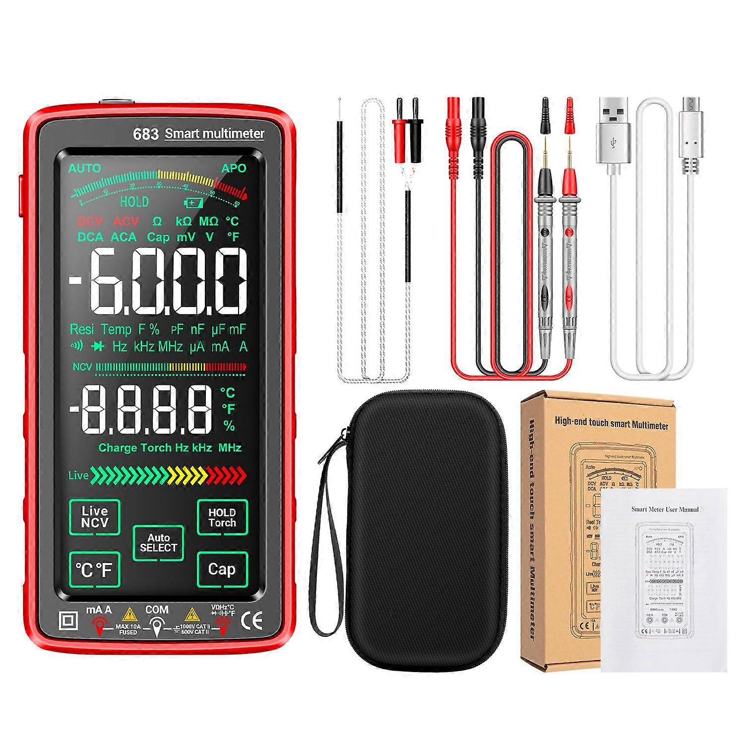 ANENG 683 6000 Counts Large Touch Screen Digital Multimeter Smart Anti-burn Rechargeable Universal M