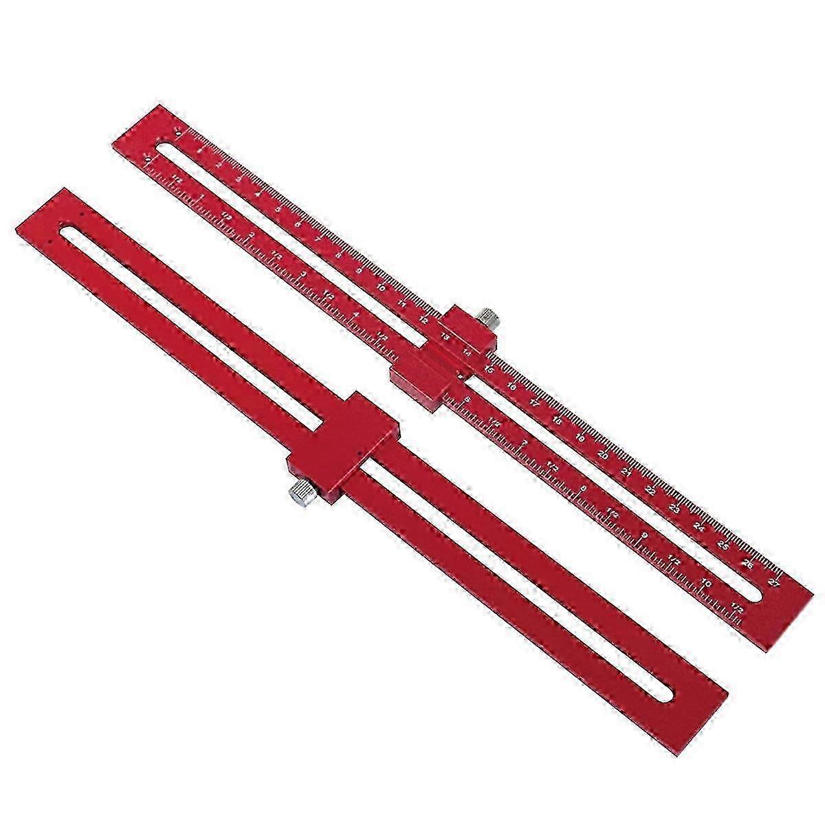 Woodworking Pocket Ruler with Circular Drawing Positioning Needle and T-Type Scribe Square Layout Tool