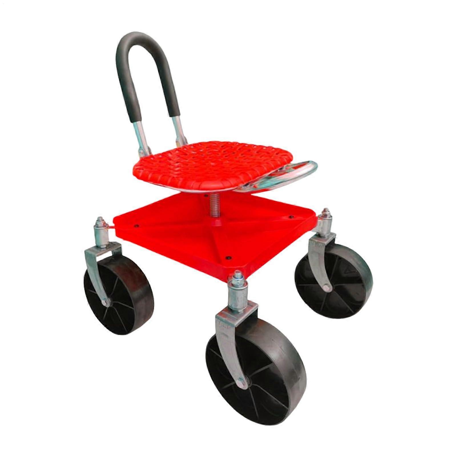 Gardening Stool with 360° Swivel Seat Adjustable Height Garden Chair for Yard Work Red