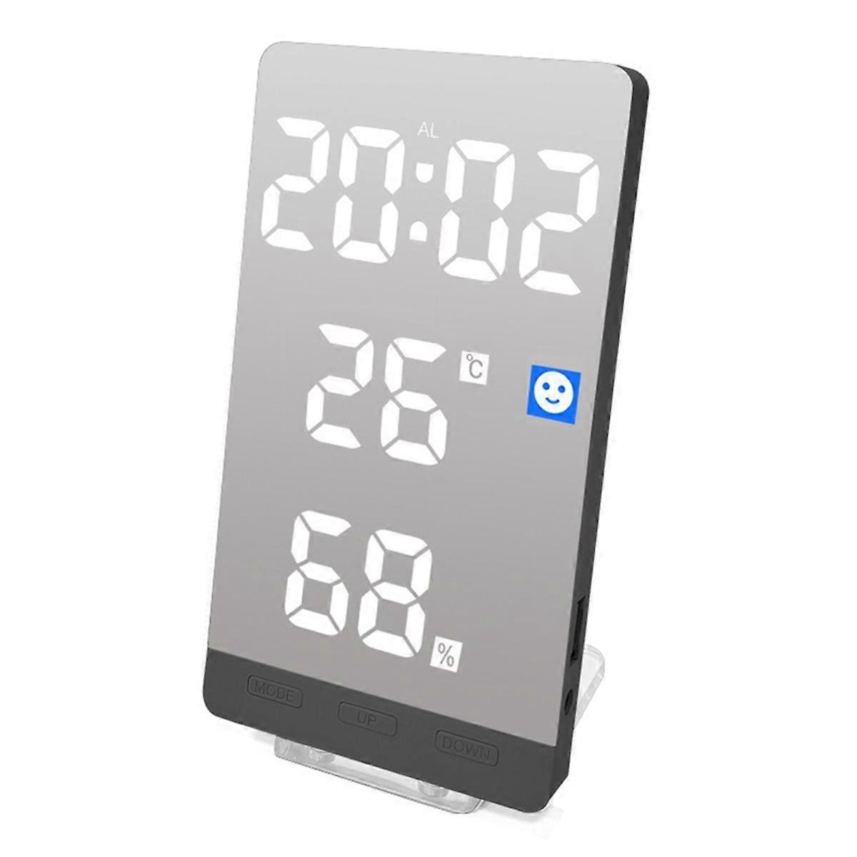 LED Digital Alarm Clock Temperature Humidity Display Bedside Wall Table Clock for Bedroom Office Kit