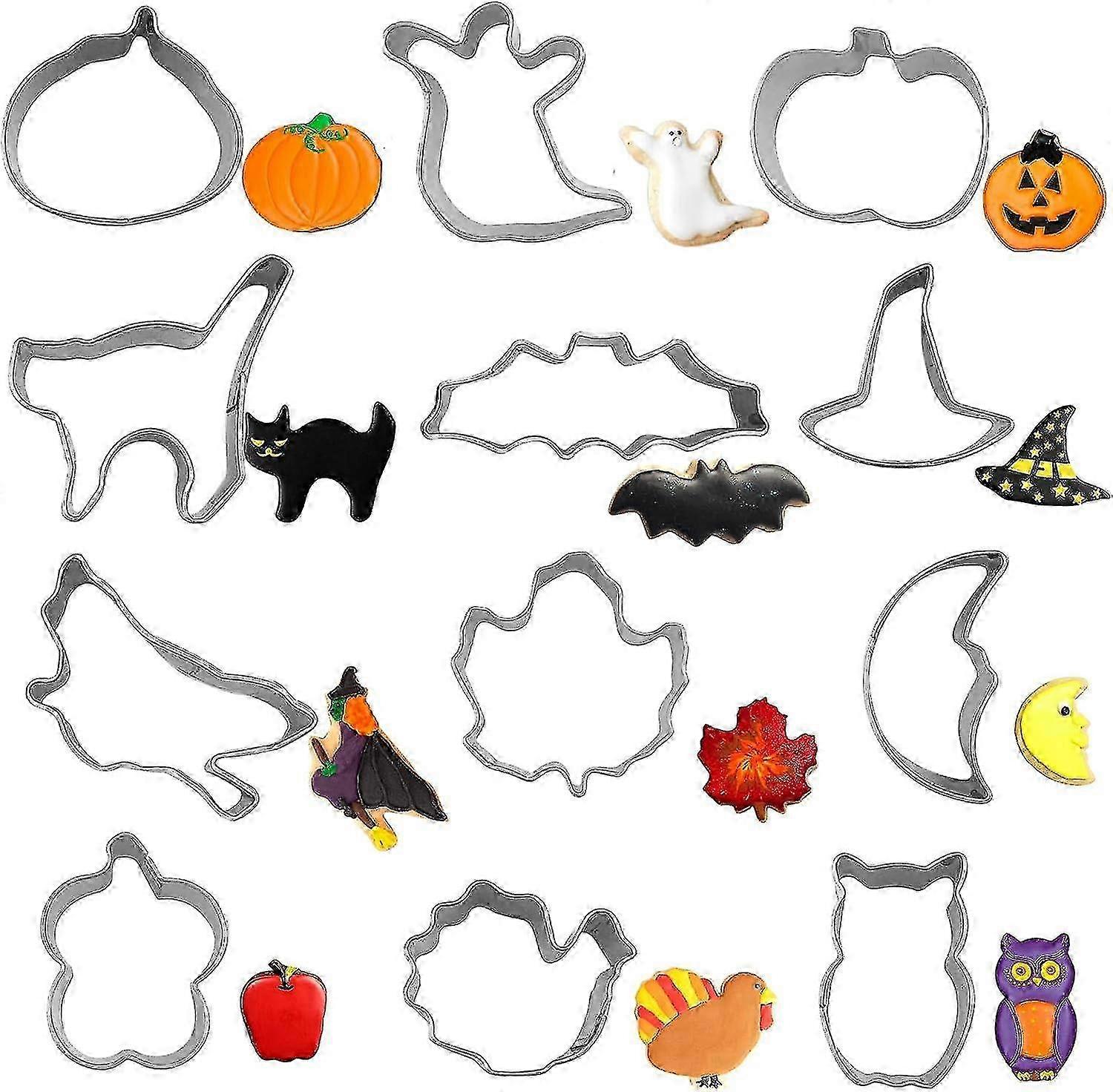 Stainless Steel Halloween Cookie Cutters - 12pcs Mini Set