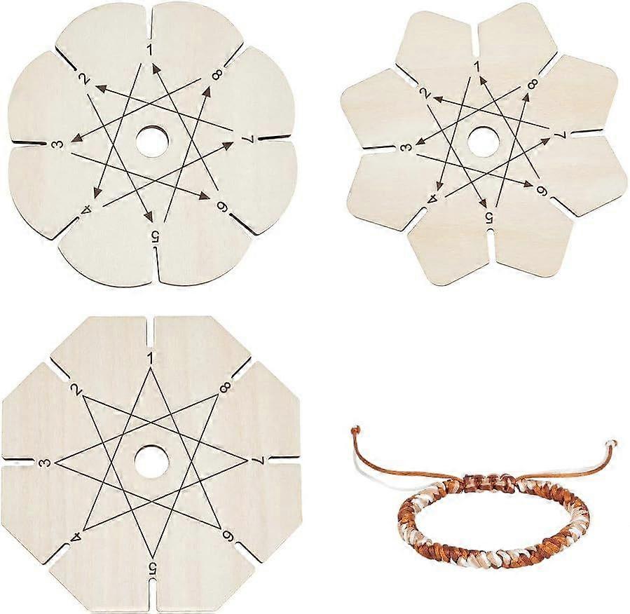 3pcs Bracelet Braiding Disk Flower Shape Kumihimo Disk Wood Bracelet Braiding Plate Beading Cord Disc for Friendship Bracelets Making Weaving Kumihimo