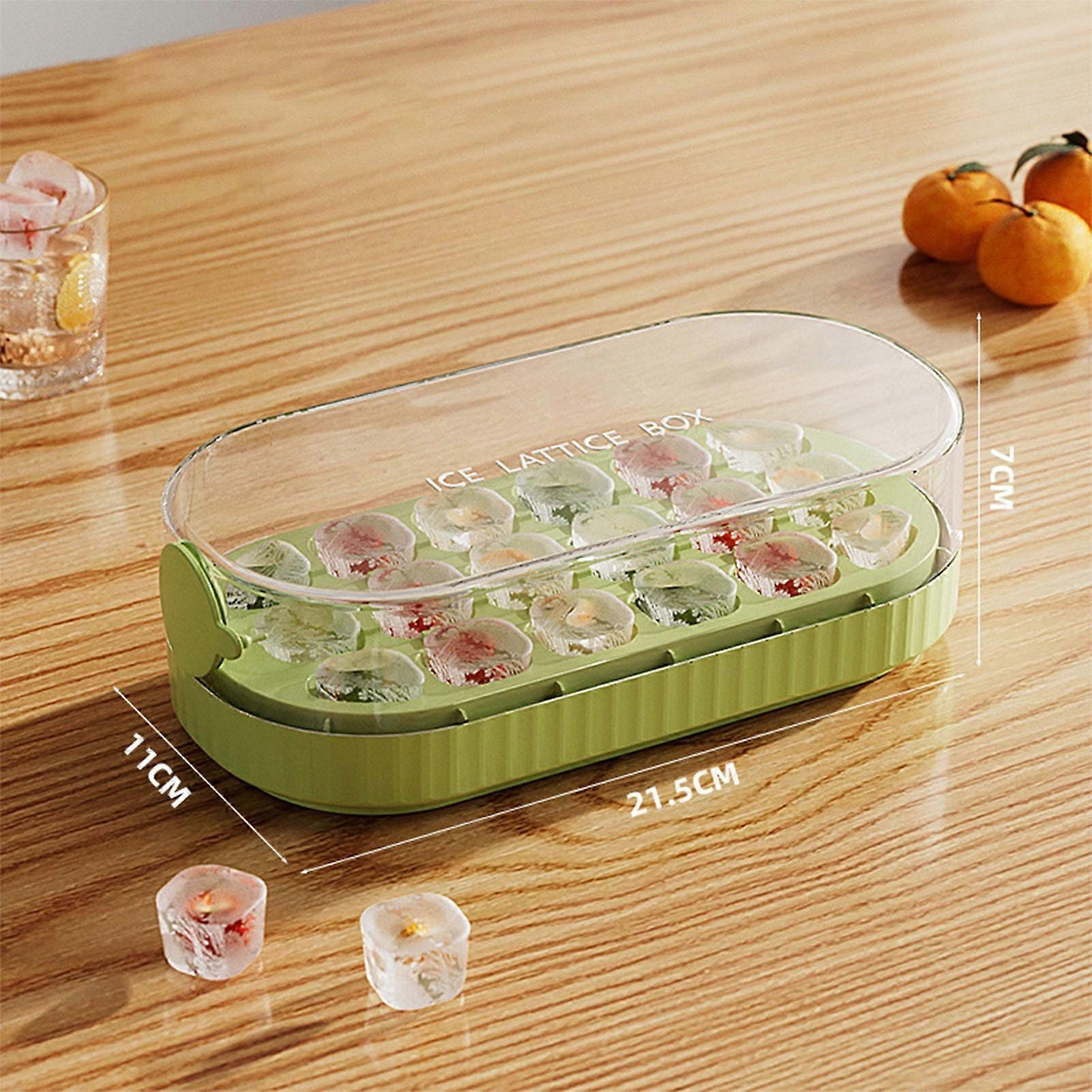 Fankiway Ice Lattice Ice Cube Molds, Press Type Household Water Filled Ice Storage and Ice Making Box with Lid Self-made Ice Block Film Set